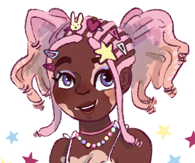 Black girl with pink locs