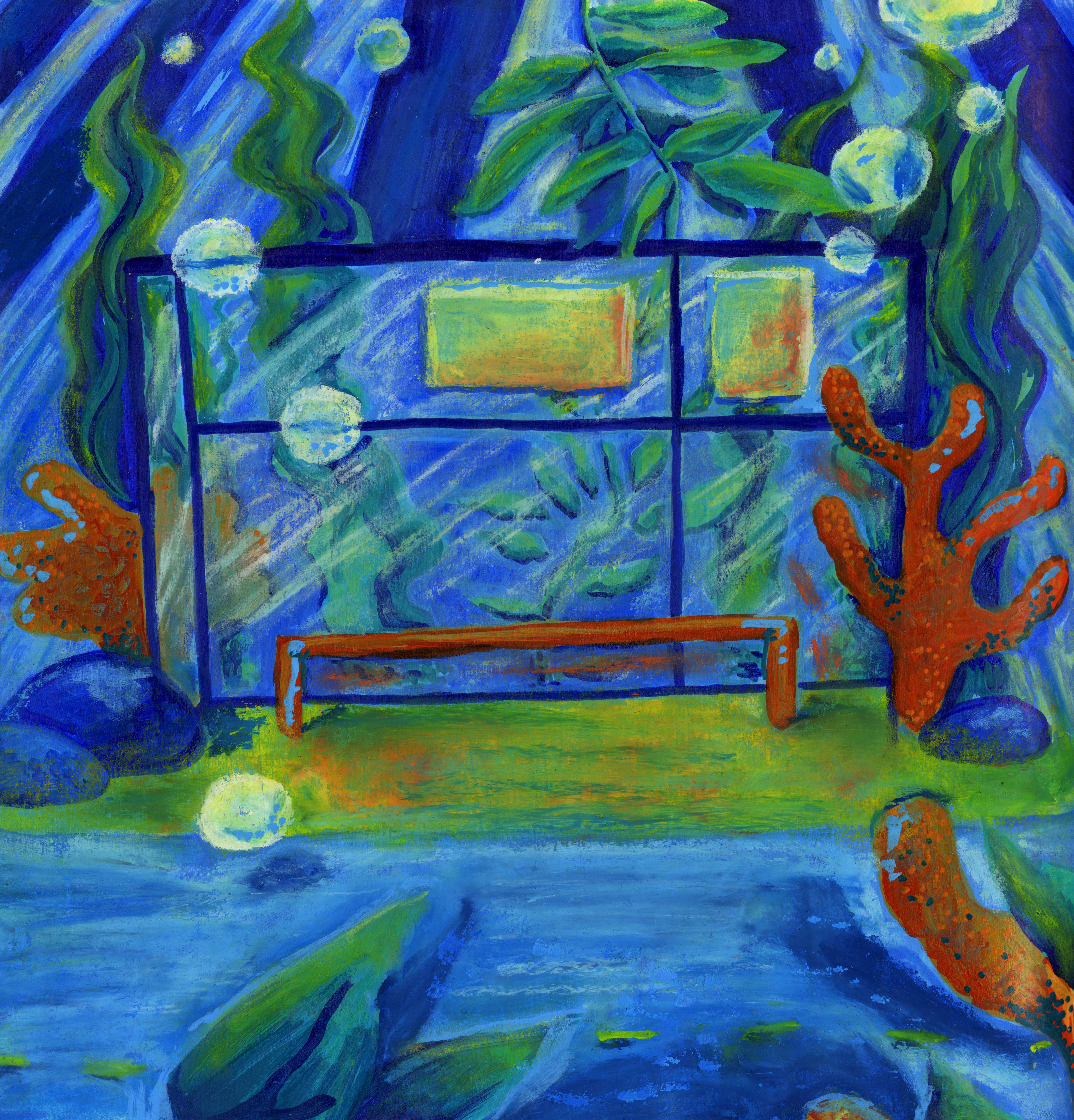 drawing of underwater bus stop
