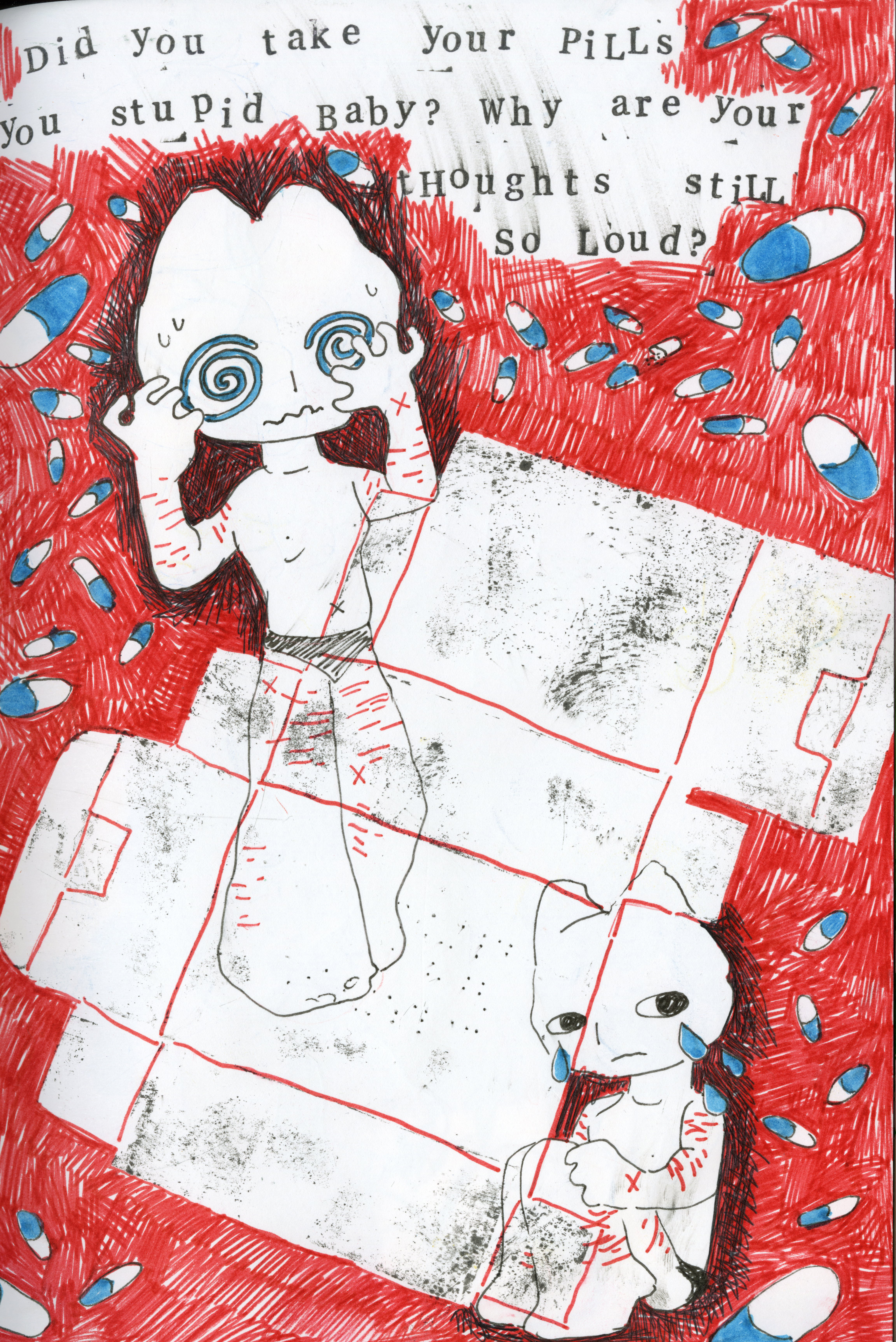 drawing of pills and cats