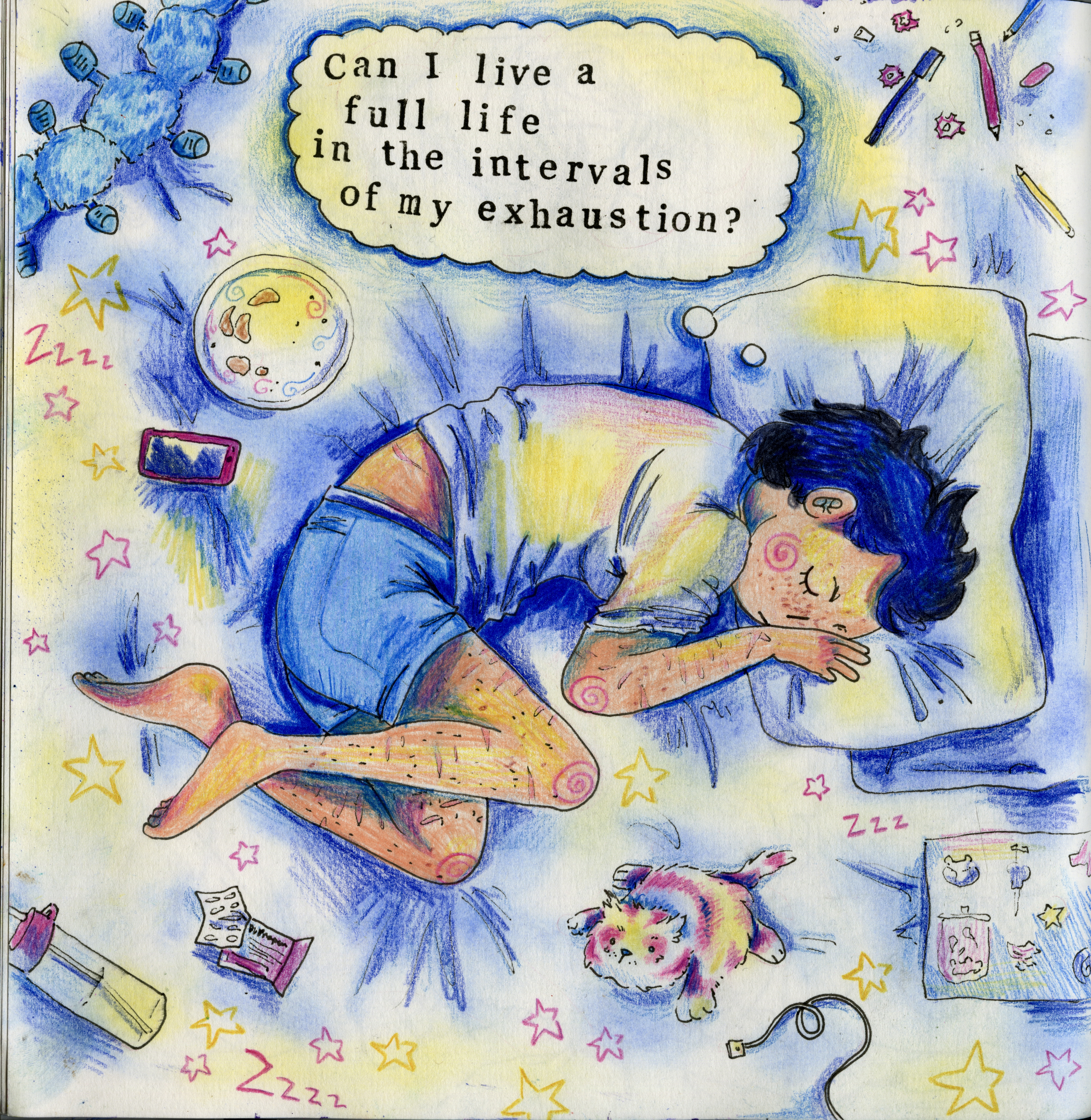 drawing of person sleeping