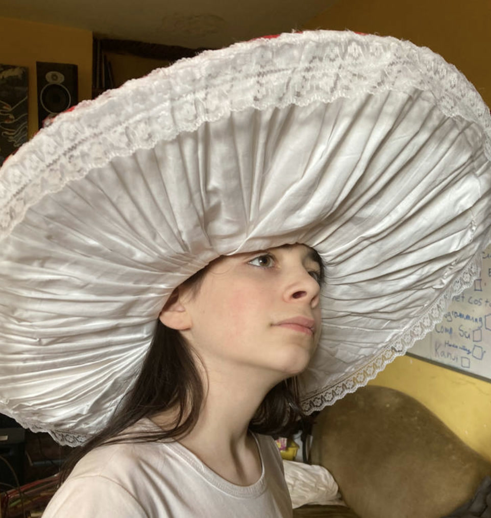 Underneath mushroom hat