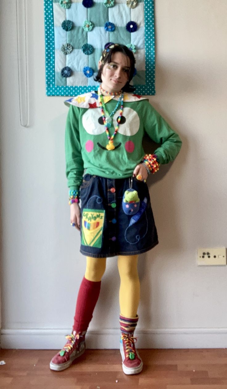 person in outfit with keroppi shirt