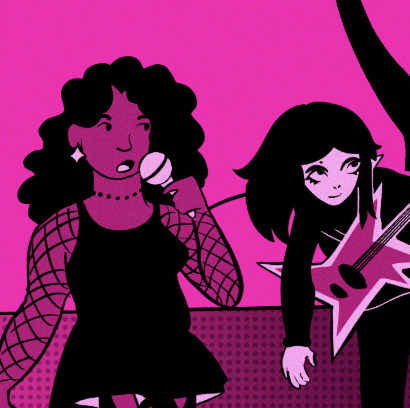 Pink people with instruments