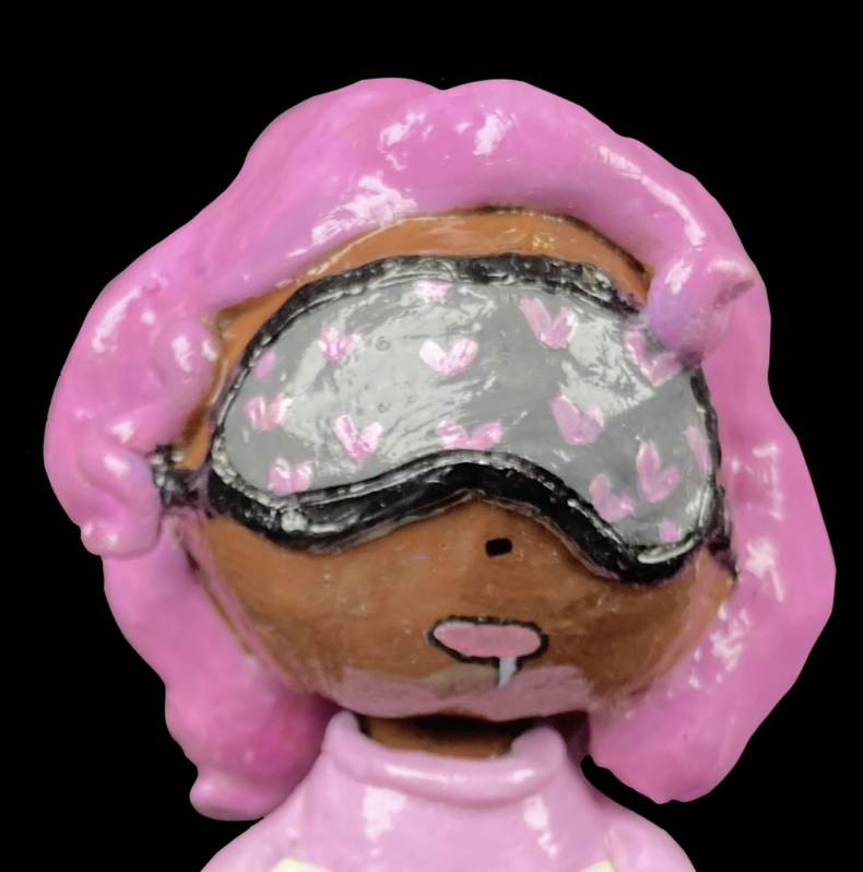 Clay pink-haired woman