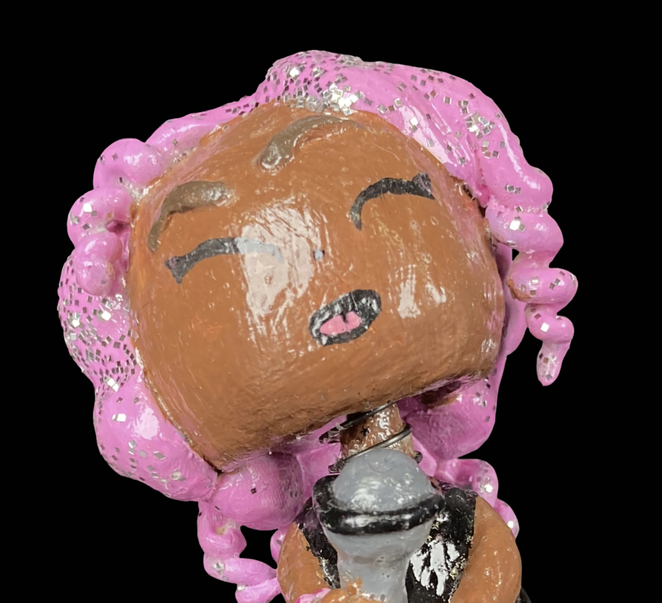 Clay pink-haired woman