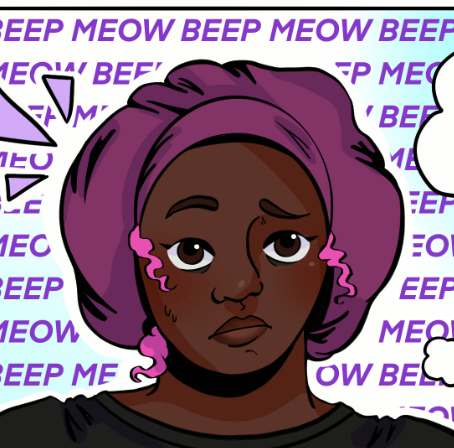 Black woman with hair in bonnet