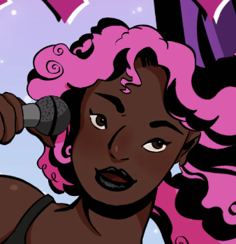 Black woman holding microphone