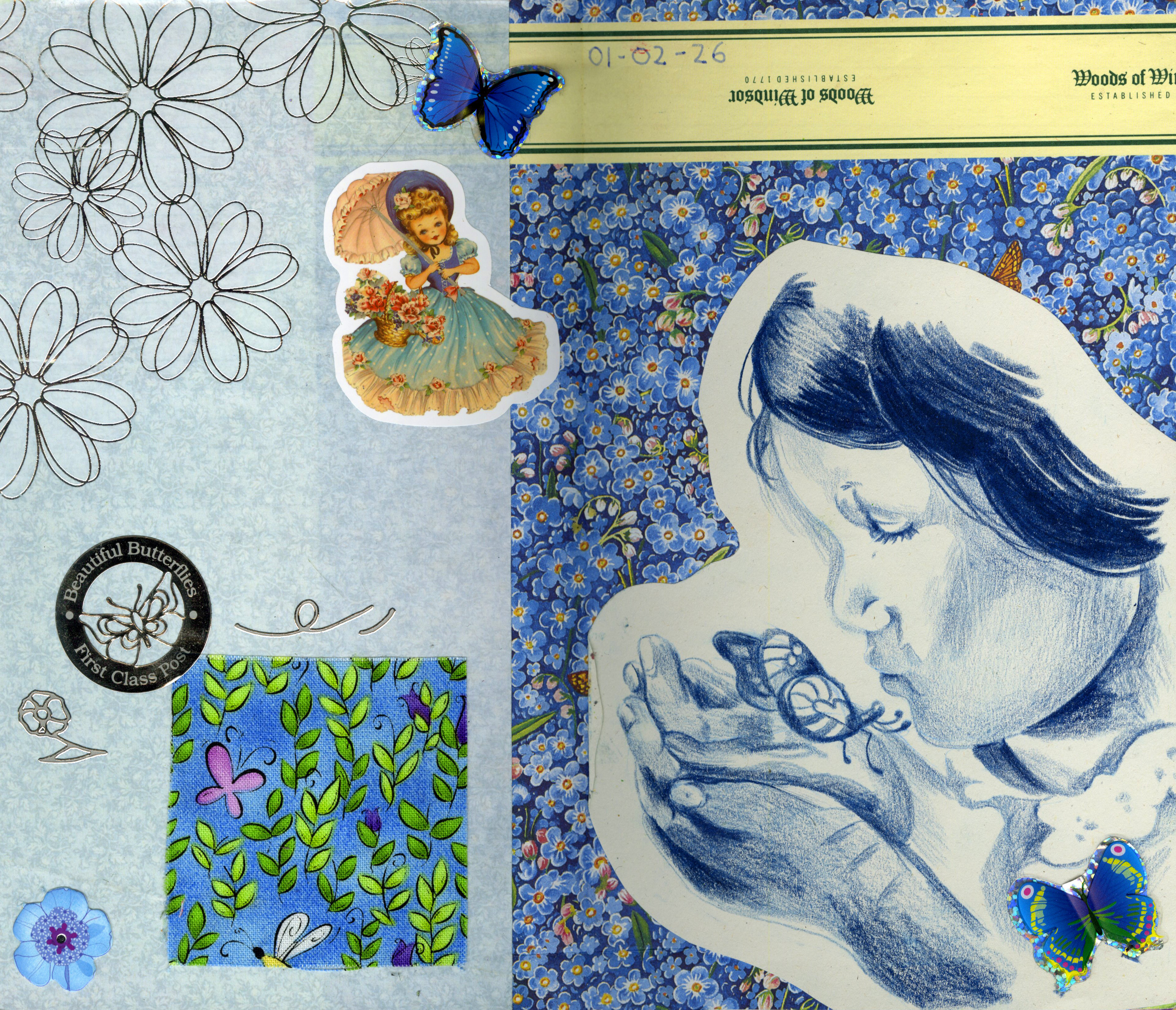 blue butterfly collage