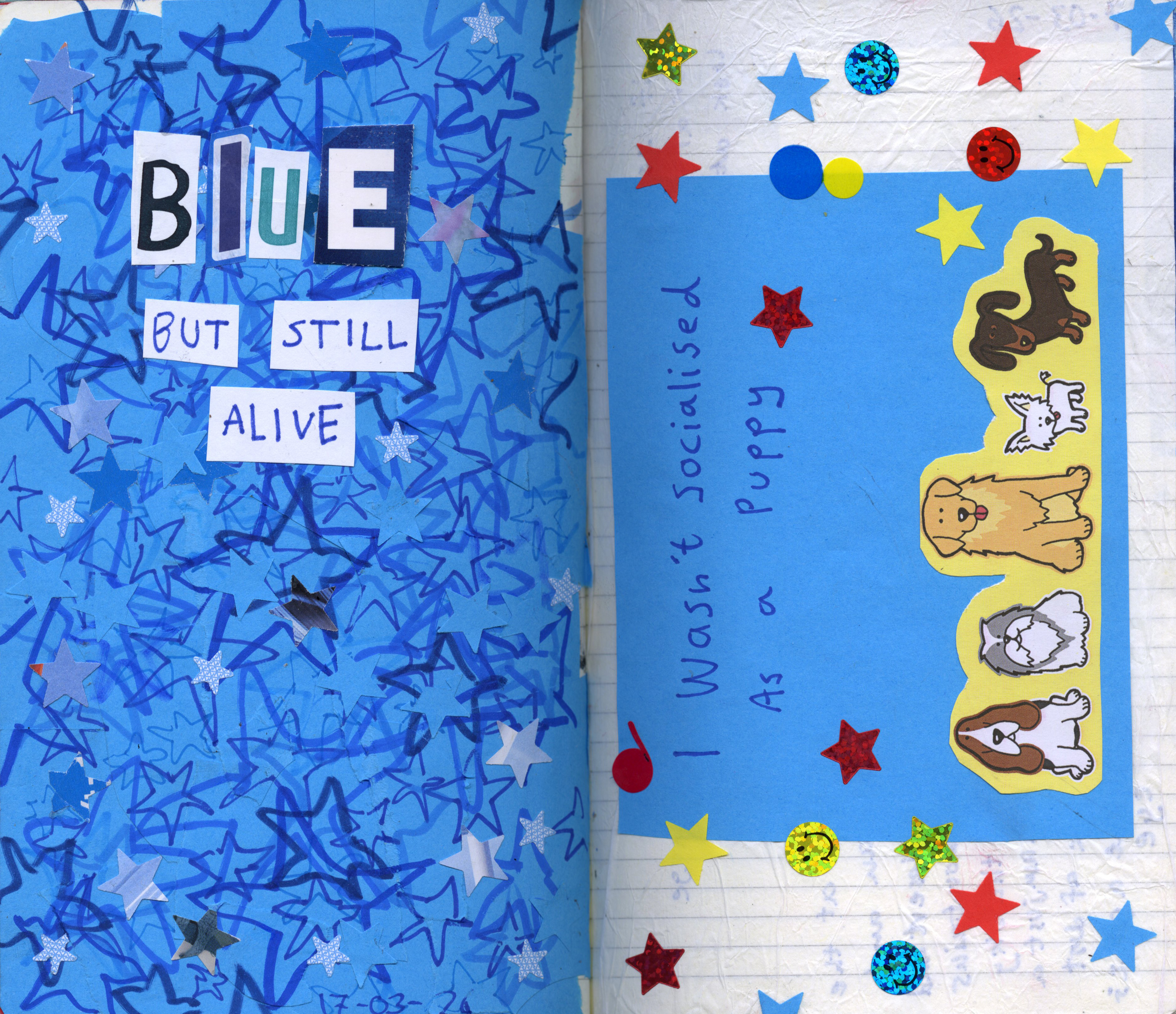 blue scrapbook page