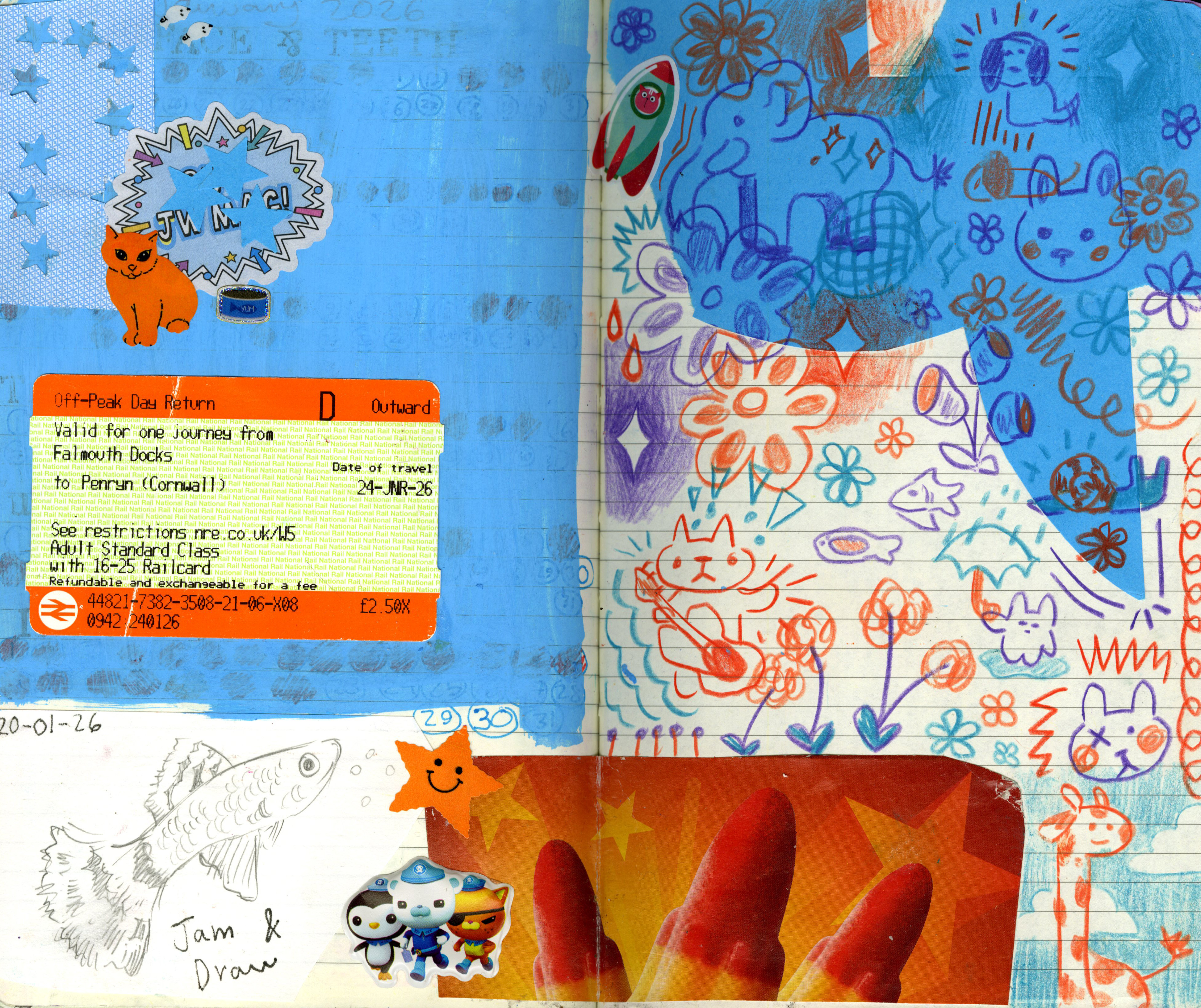orange and blue collage