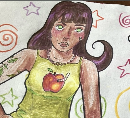 Brown skinned girl drawing