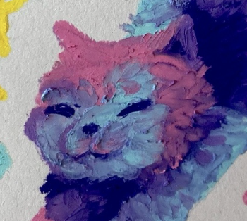 Pink and blue cat