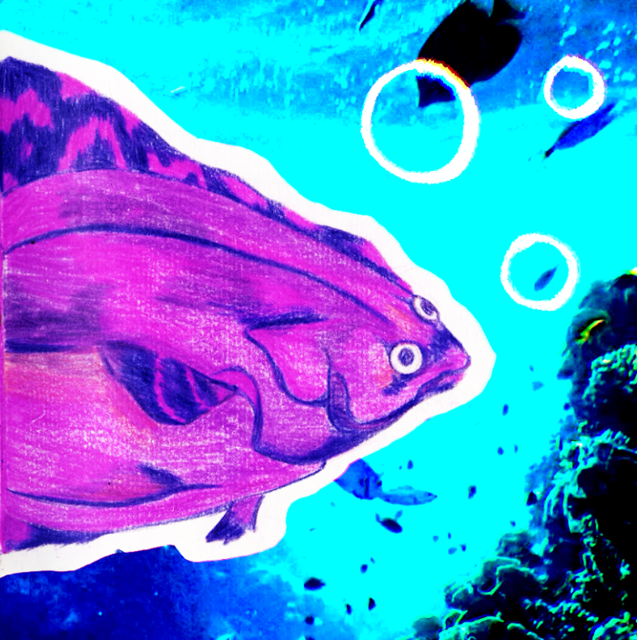 Drawing of an purple fish