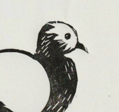 Lino print of pigeon