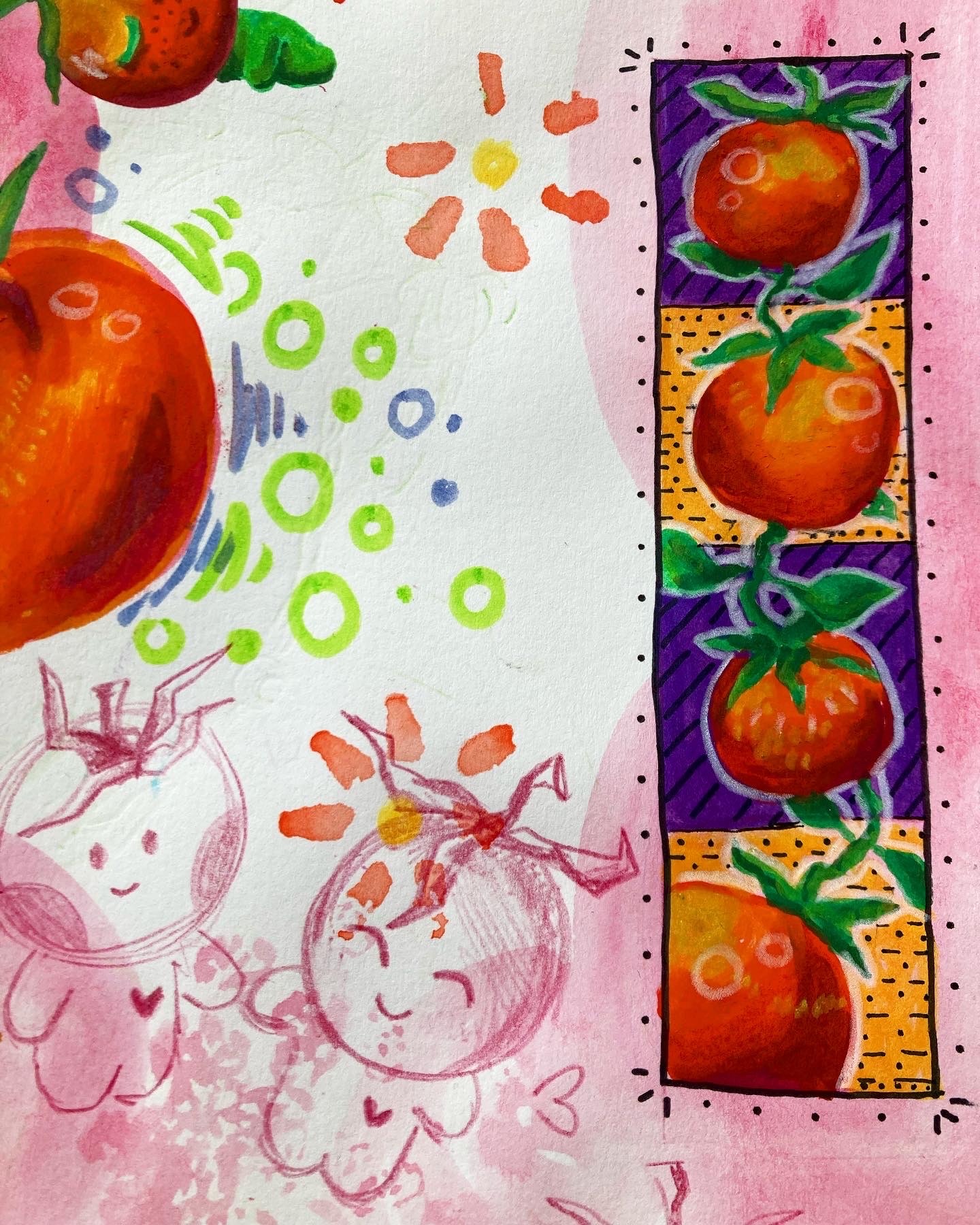 Sketch page of tomatoes.